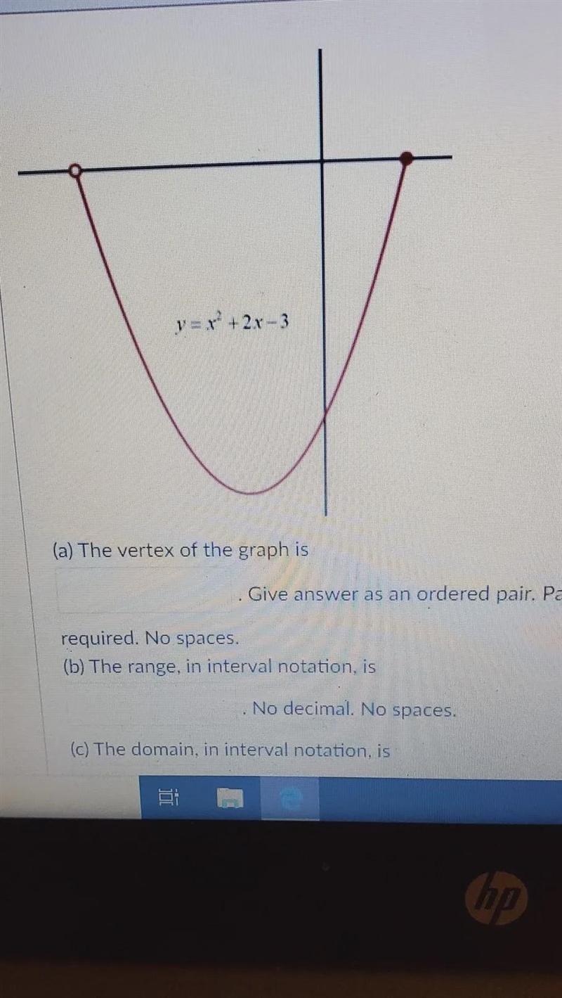 I need help with finding the vertex,range and domain interval-example-1