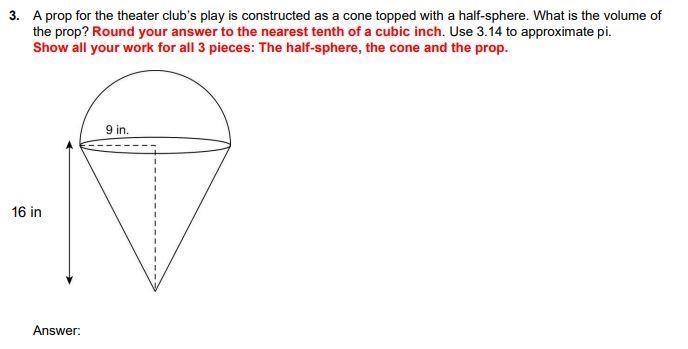 A prop for the theater club’s play is constructed as a cone topped with a half-sphere-example-1