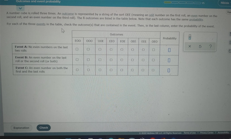 O DATA ANALYSIS AND STATISTICS Outcomes and event probability A number cube is rolled-example-1