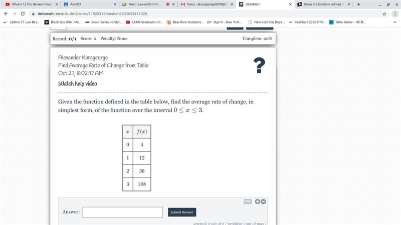 Given the function defined in the table below, find the average rate of change, in-example-1