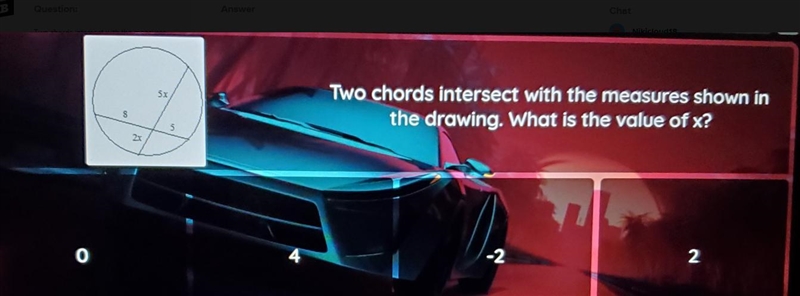 Two chords intersect with the measures shown in the drawing. What is the value of-example-1