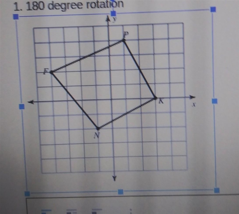 graph the image of the figure after the given rotation. all rotations have a center-example-1