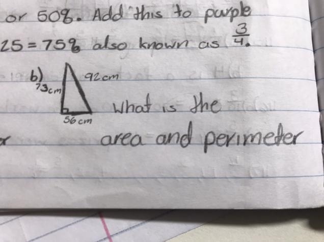 B) 73cm 92cm 56 cm What is the the area and perimeter-example-1