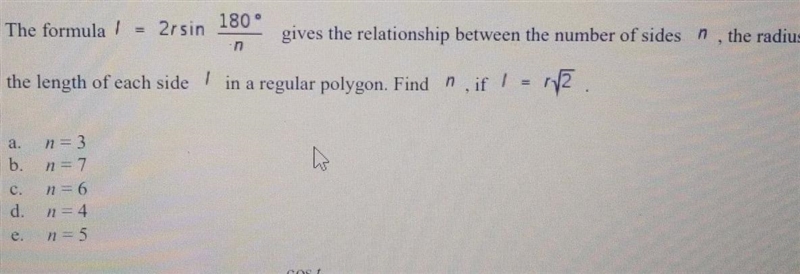 Given the relationship between the number of sides, the radius, and the length of-example-1