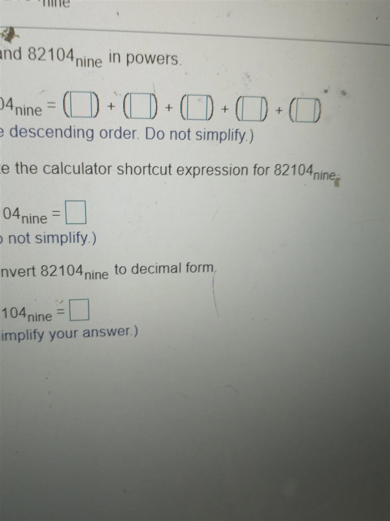 expand the given number to decimal for by expanding in powers and by using the calculator-example-1