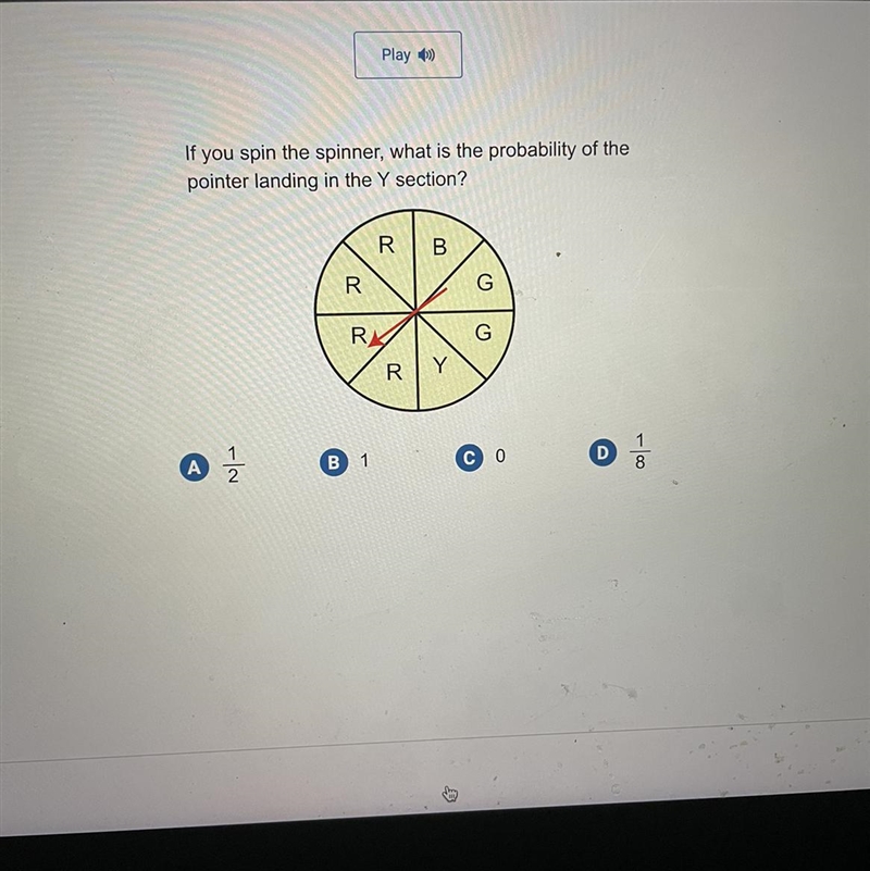 If you spin the spinner, what is the probability of the pointer landing in the Y section-example-1