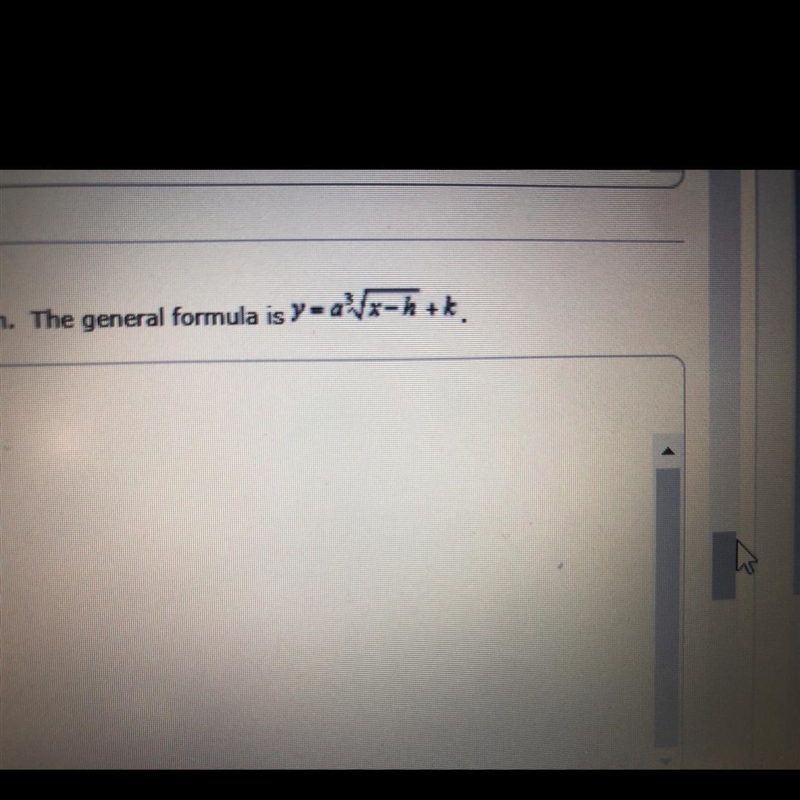 Using complete sentence, describe how the variable h and the variable k of the general-example-1