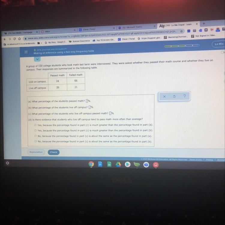 Making an inference usingig a two-way frequency tableA group of 150 college students-example-1