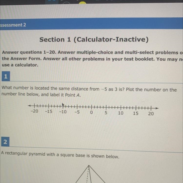 What number is located the same distance from -5 as 3 is? Plot the number on the number-example-1