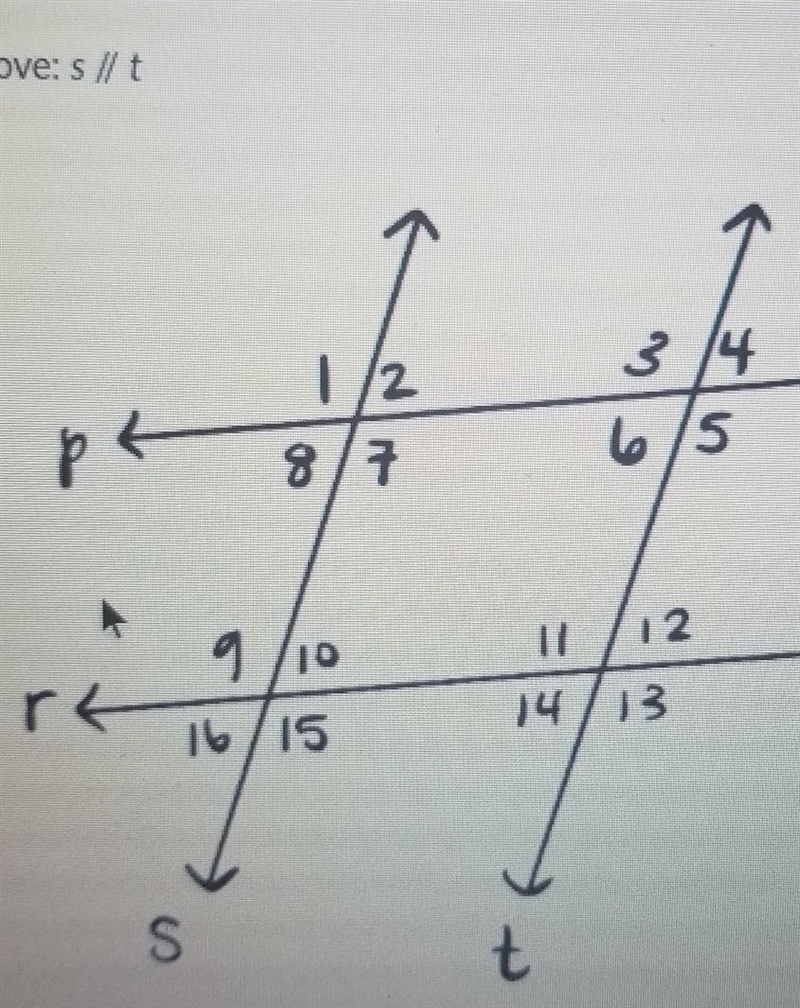 Complete the reasons for the two column proof below given:< 10=<14prove: s // t-example-1