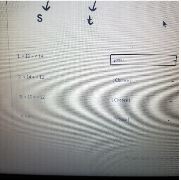 Complete the reasons for the two column proof below given:< 10=<14prove: s // t-example-2