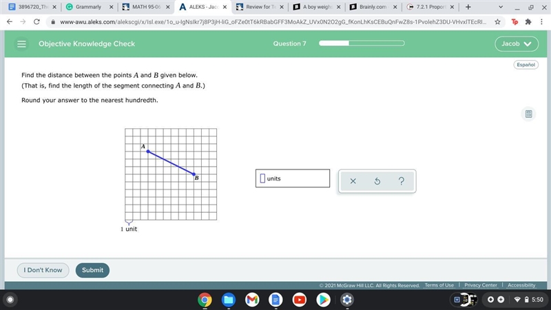 Find the distance between the points and given below.(That is, find the length of-example-1