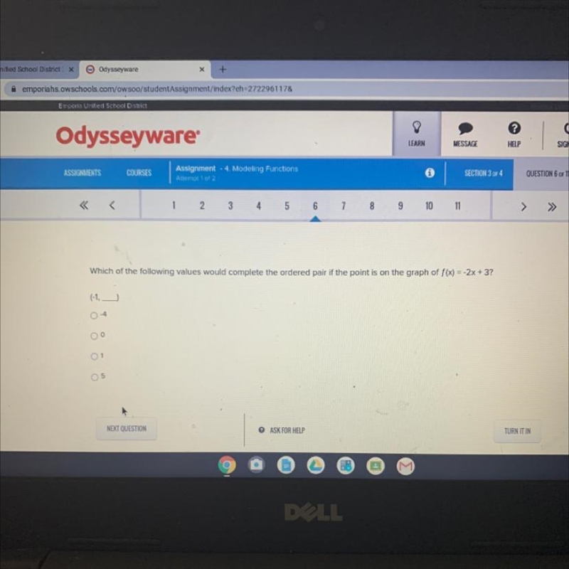 Which of the following values would complete the ordered pair if the point is on the-example-1