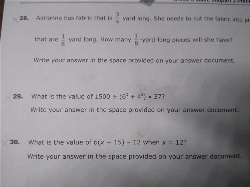 Need help on number 29:What is the value of: 1500/(6^2 + 4^3) x 37?-example-1