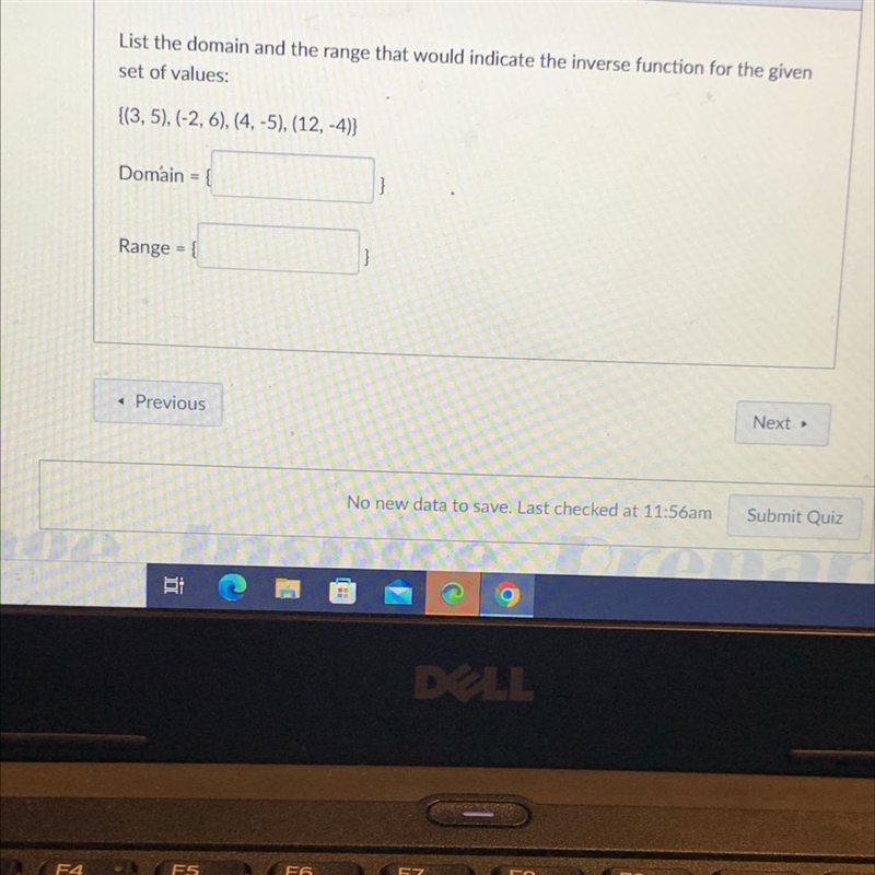 List the domain and the range that would indicate the inverse function for the given-example-1