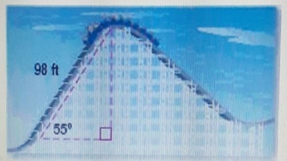 the angle of elevation for the first Hill of a roller coaster is 55°. If the length-example-1