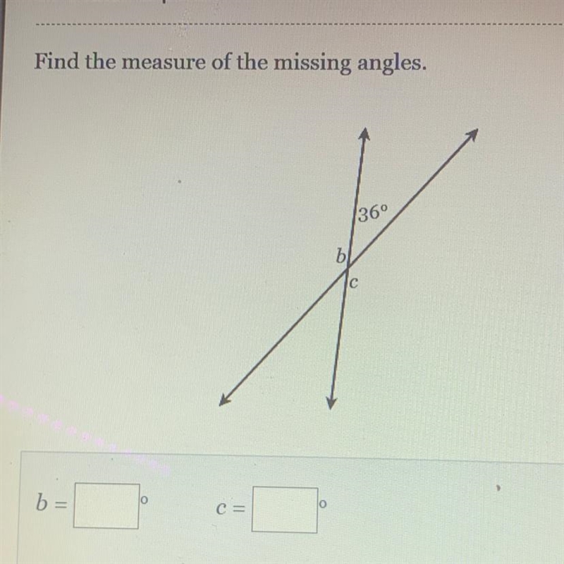 Find the measure of the missing angles.-example-1