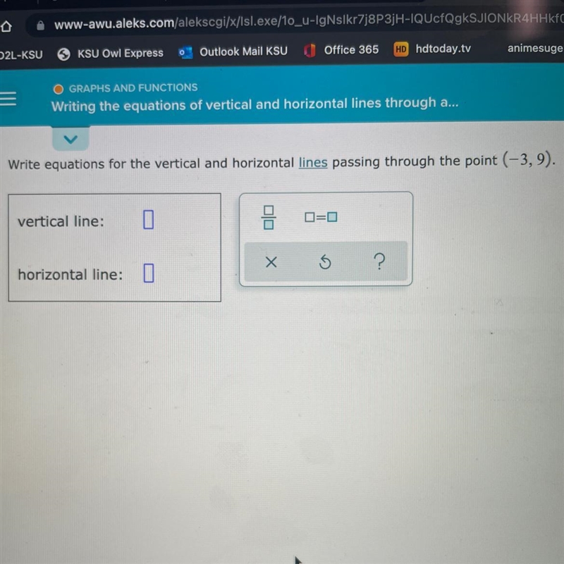 O GRAPHS AND FUNCTIONSWriting the equations of vertical and horizontal lines through-example-1