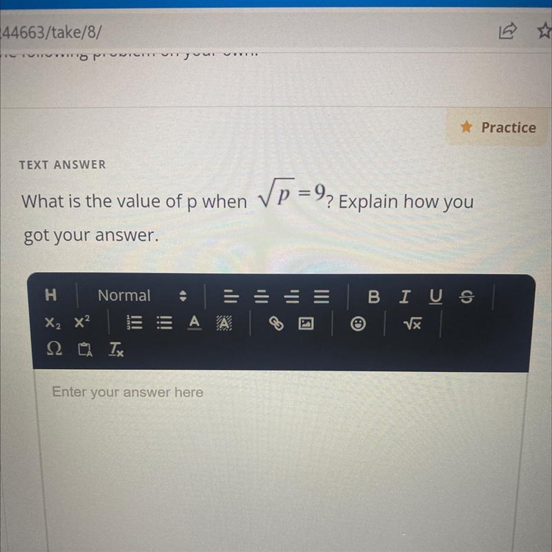 What is the value of p whenp = 9; Explain how yougot your answer.-example-1