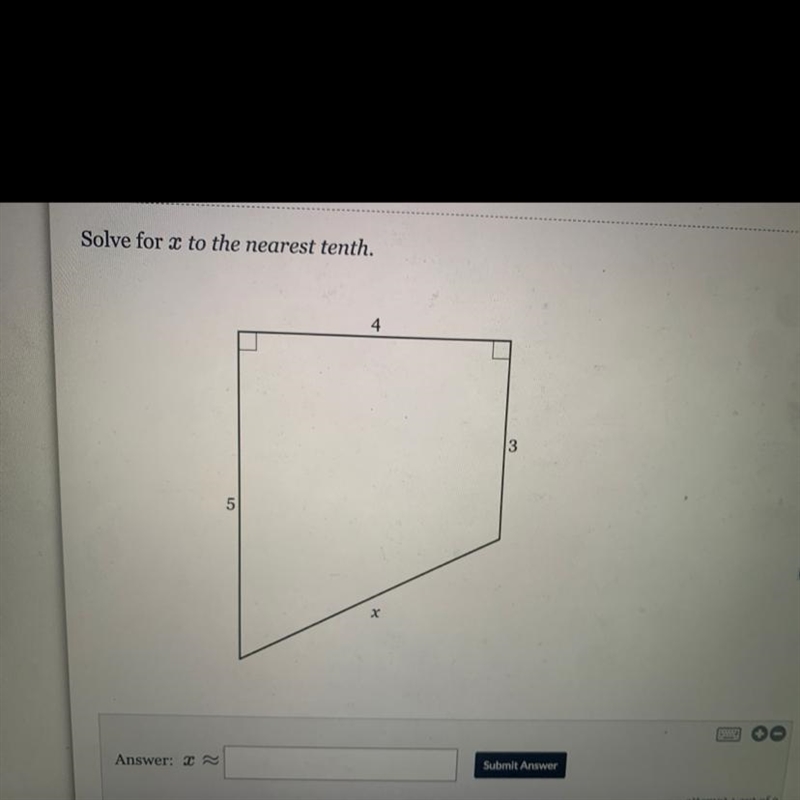 Solve for X to the nearest tenth.-example-1