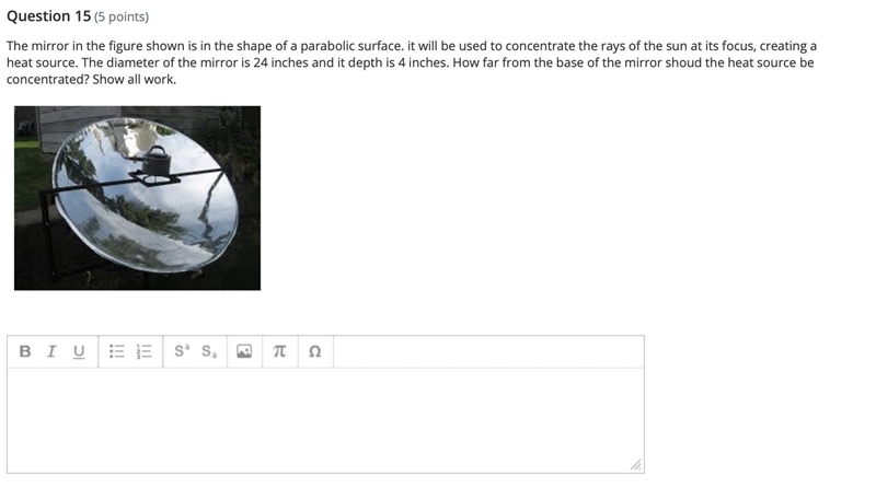 The mirror in the figure shown is in the shape of a parabolic surface. it will be-example-1