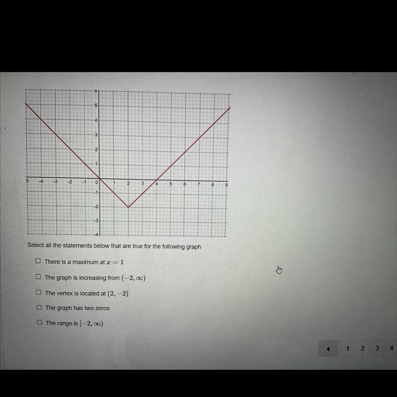 Select all the statements below that are true for the following graph-example-1