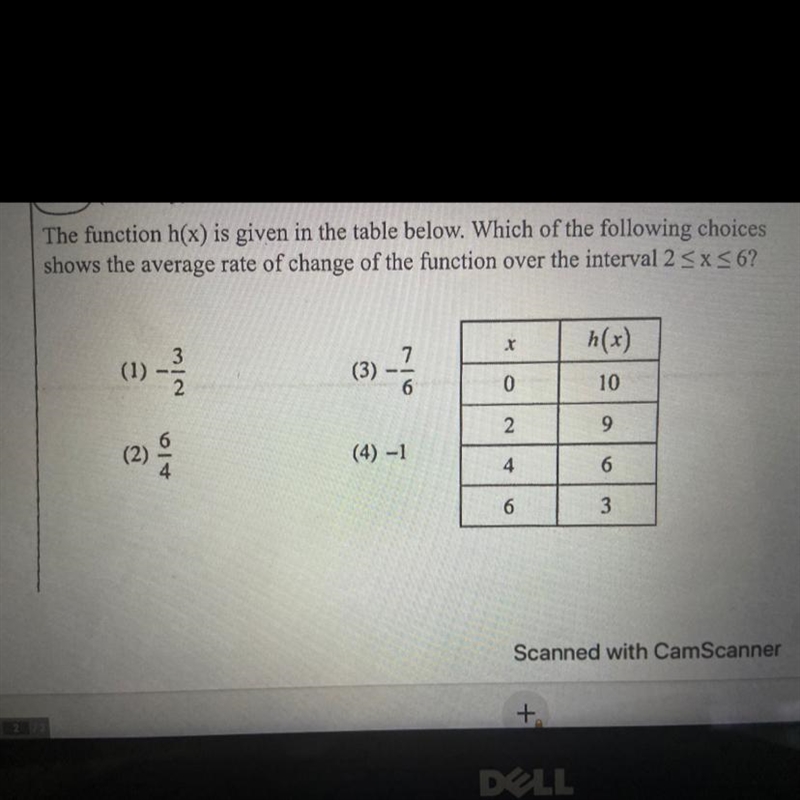 The function h(x) is given in the table below. Which of the following choicesshows-example-1