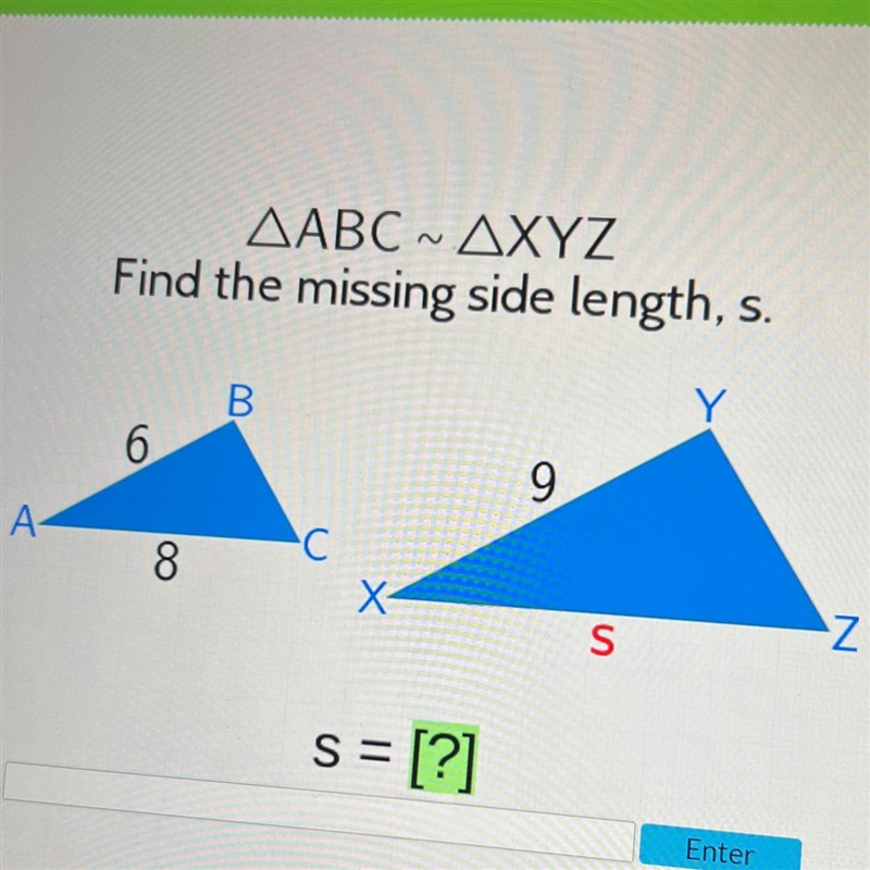 Find the missing side length, s. help!!-example-1