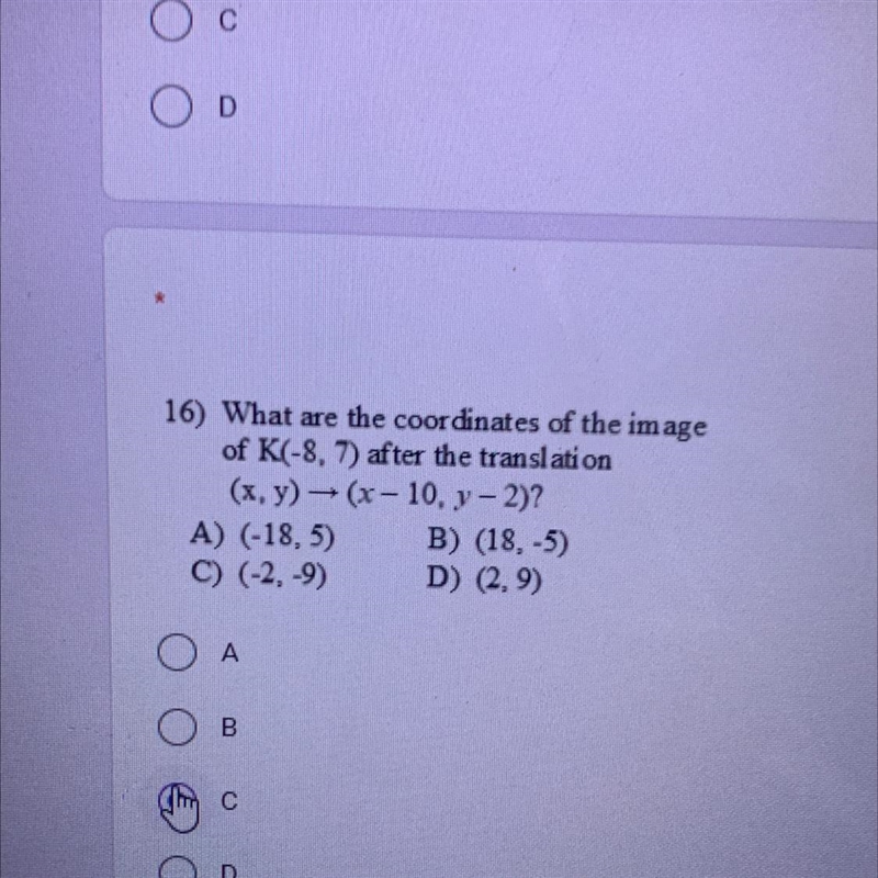 What are the coordinates of the image K(-8,7) after the translation?-example-1