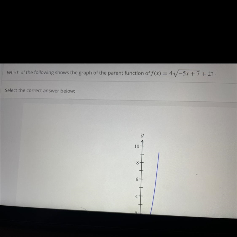 Which of the following shows the graph of the parent function of-example-1