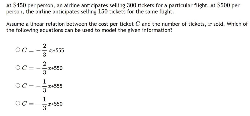 At $450 per person, an airline anticipates selling 300 tickets for a particular flight-example-1