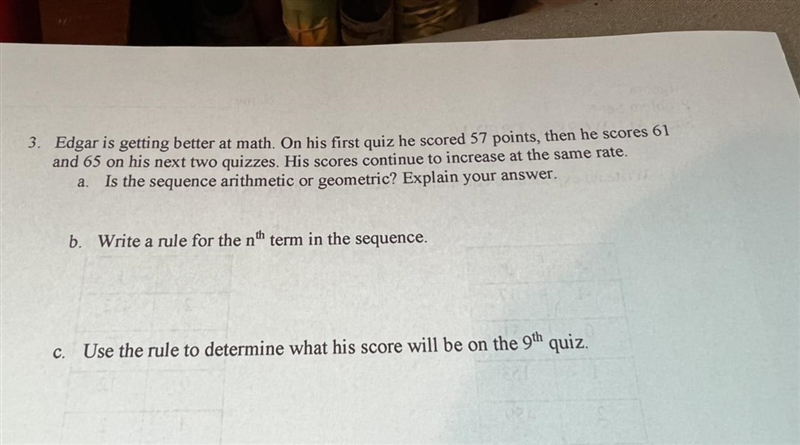 Need to determine if sequence is arithmetic or geometric? See pic-example-1