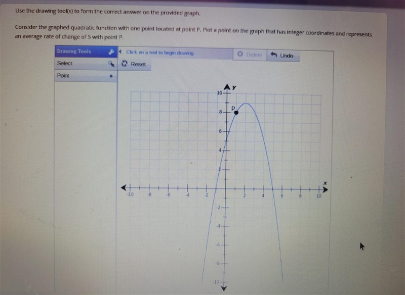 consider the graph quadratic function with one point located at Point p. plot a point-example-1