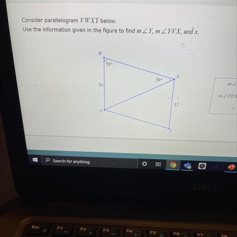 Consider parallelogram VWXY below.Use the information given in the figure to find-example-1