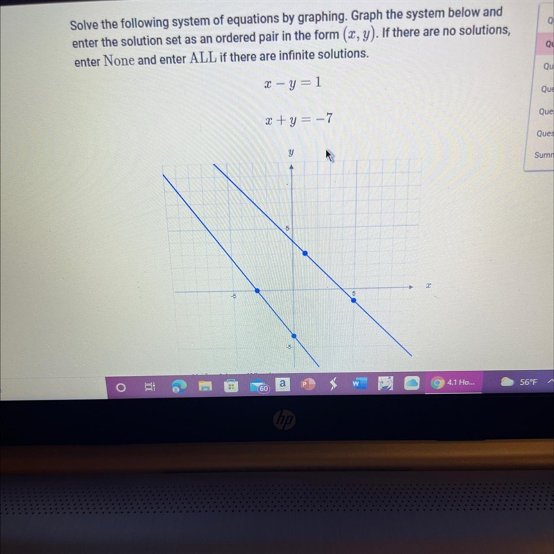 Solve the following system of equations by graphing. Graph the system below andenter-example-1