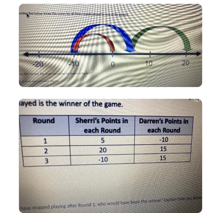 3. Darren won Round 3 of the game. Sherri is wondering if she lost Round 3 by 5 points-example-1