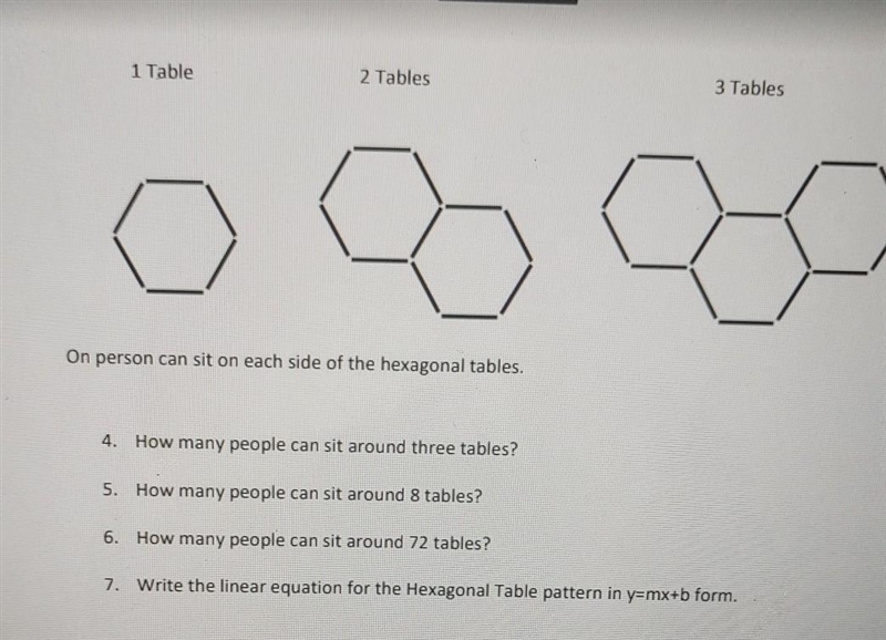 4. how many people can sit around 3 tables 5. how many people can sit around 8 tables-example-1