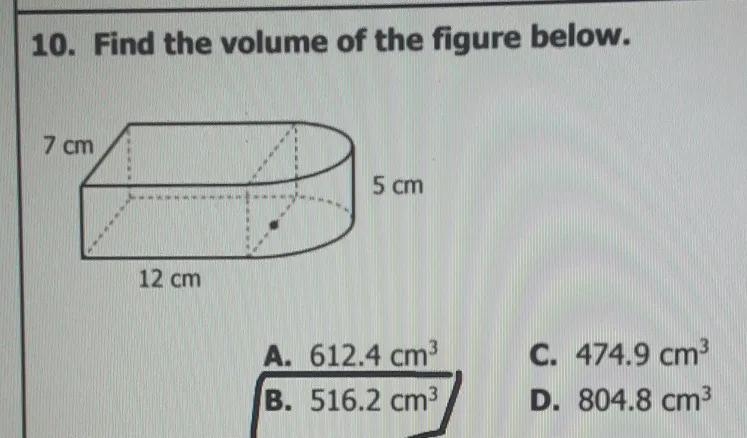 find the volume of the figure below. as you can tell my teacher has already given-example-1