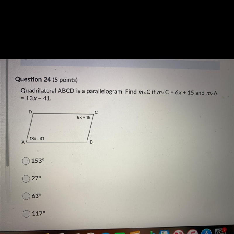 Quadrilateral ABCD is a parallelogram.. please help-example-1