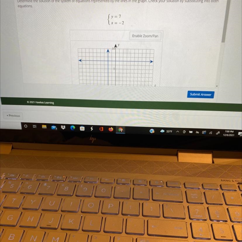 Determine the solution of the system of equations represented by the lines in the-example-1