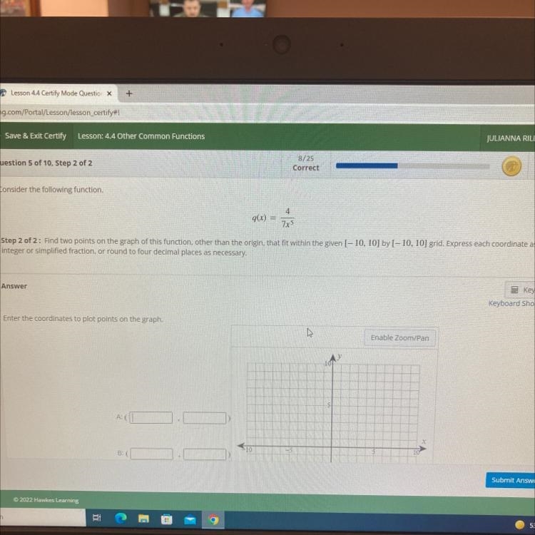 Find two points on the graph of this function, other than the origin, that fit within-example-1