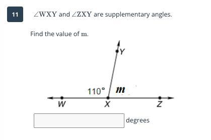 PLEASE I NEED HELP!! ∠WXY and ∠ZXY are supplementary angles. Find the value of m.-example-1