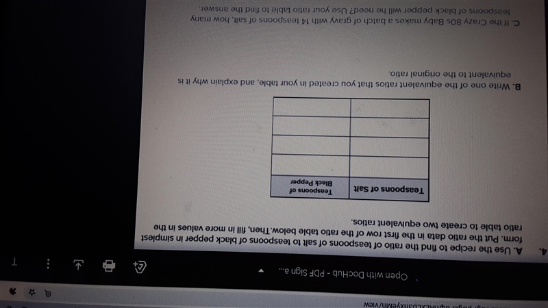 4. A. Use the recipe to find the ratio of teaspoons of salt to teaspoons of black-example-2