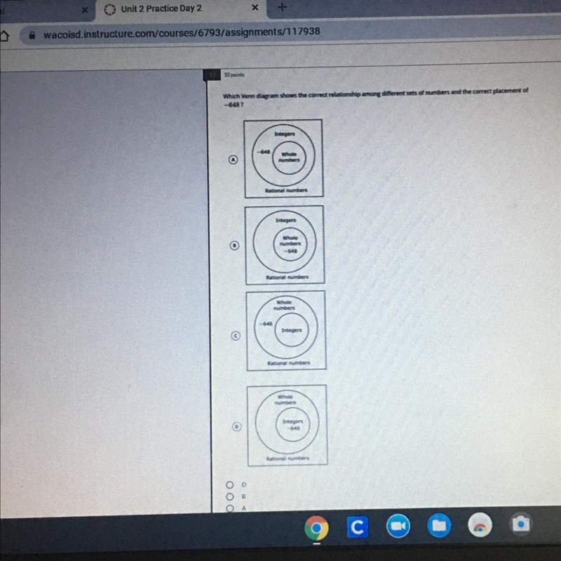 Which Venn diagram shows the correct relationship among different set of numbers and-example-1