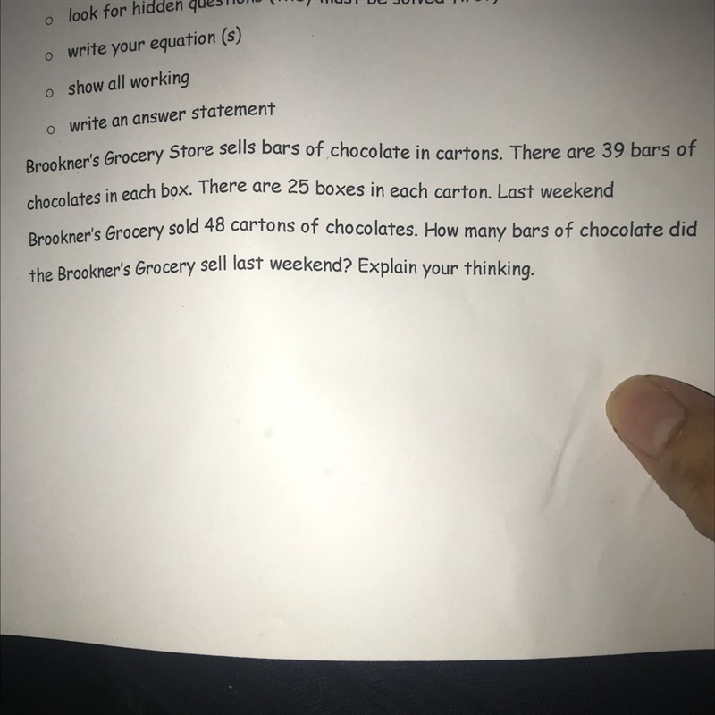 Brookner's Grocery Store sells bars of chocolate in cartons. There are 39 bars of-example-1