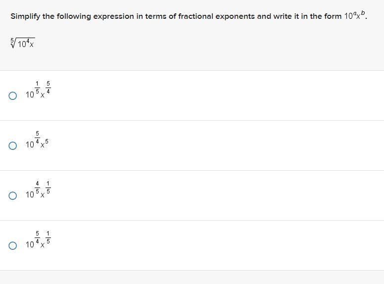 Please help!! Simplify the following expression in terms of fractional exponents and-example-1