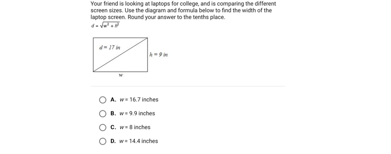 Your friend is looking at laptops for college, and is comparing the different screen-example-1