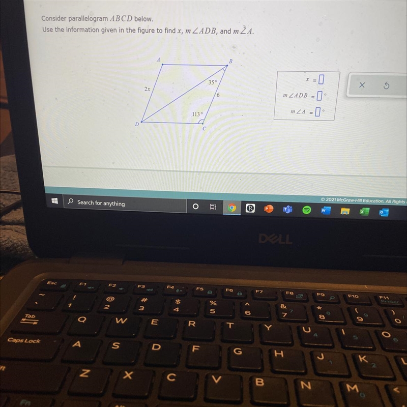 Consider parallelogram ABCD below.Use the information given in the figure to find-example-1