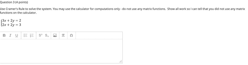 Use Cramer's Rule to solve the system. You may use the calculator for computations-example-1