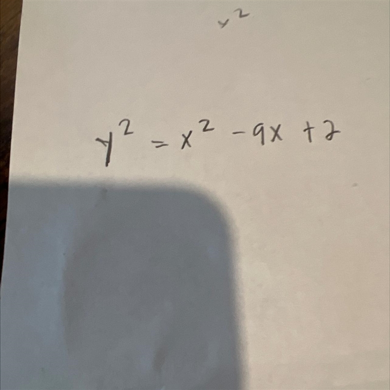 Does the equation define y as a function of x ? Y^2=x^2-9x+2-example-1